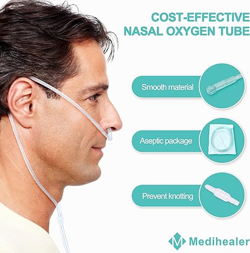 Miniatura 2 de 10 tubos de cánula nasal, incluye 5 tubos de cánula nasal de 6.5 pies para adultos y 5 conectores giratorios de tubo de oxígeno, suave al tacto y