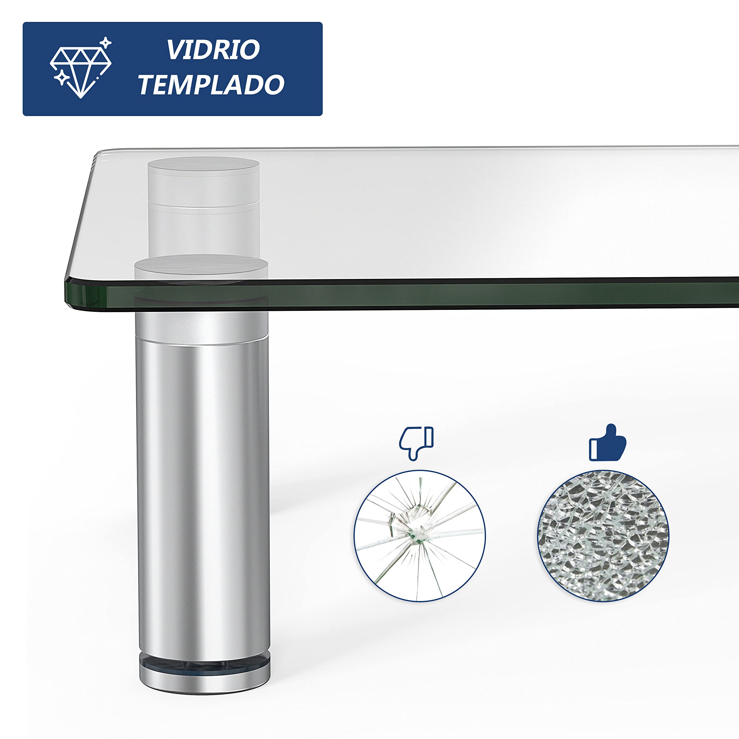FITUEYES Soporte Elevador de Monitor de Vidrio Templado Altura Ajustable 38,5 x 24 x 7,5 cm Claro DT103801GC