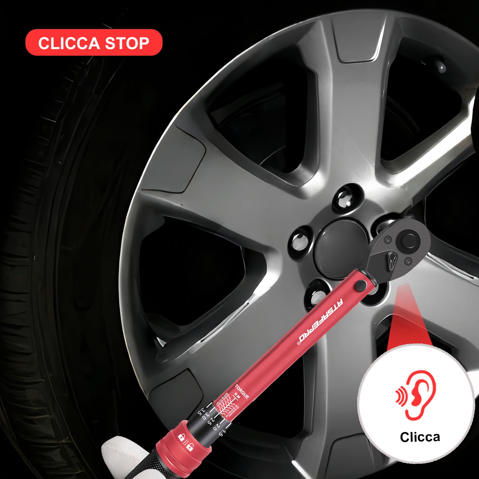 ATsafepro Chiave Dinamometrica 3/8'',5-60 Nm, Precisione ±3% con 72 Denti, Chiave Dinamometrica per Bicicletta, Moto e Auto Manutenzione del Veicolo