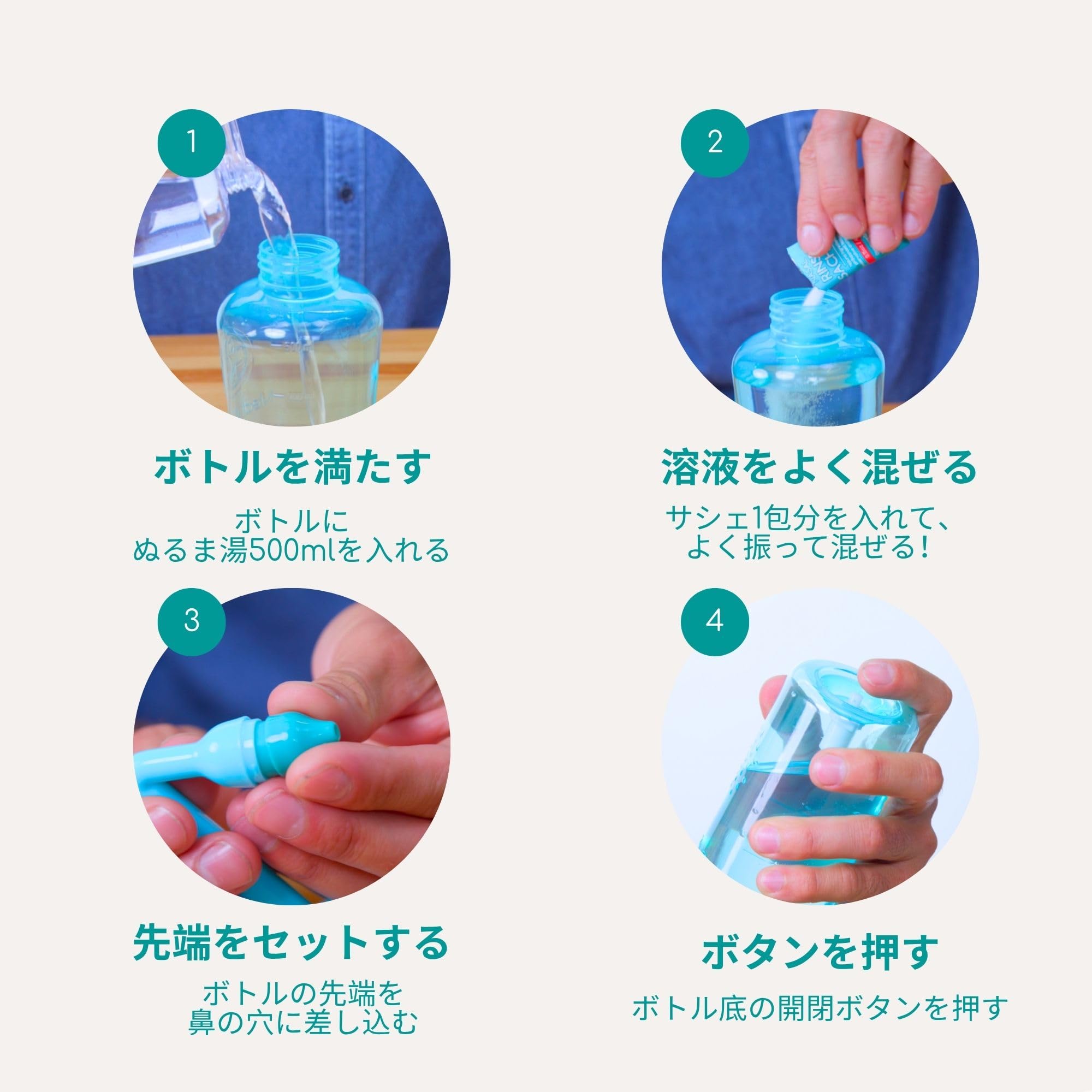 Amazon.co.jp: Medi Grade 鼻洗浄キット - 500ml ボトル、30 x 4.5g