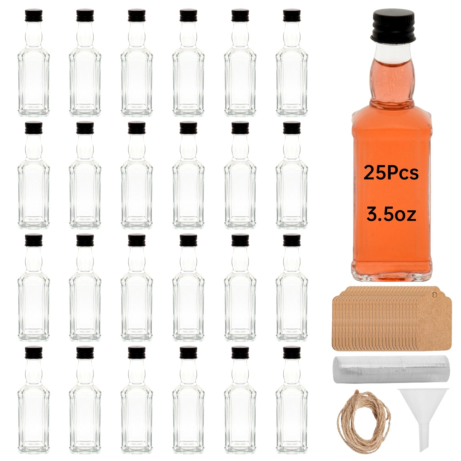 50 Pack Mini Glass Liquor Bottles 1.7 Oz With Lids - Small Empty Alcohol Bottles, Reusable For Party Favors
