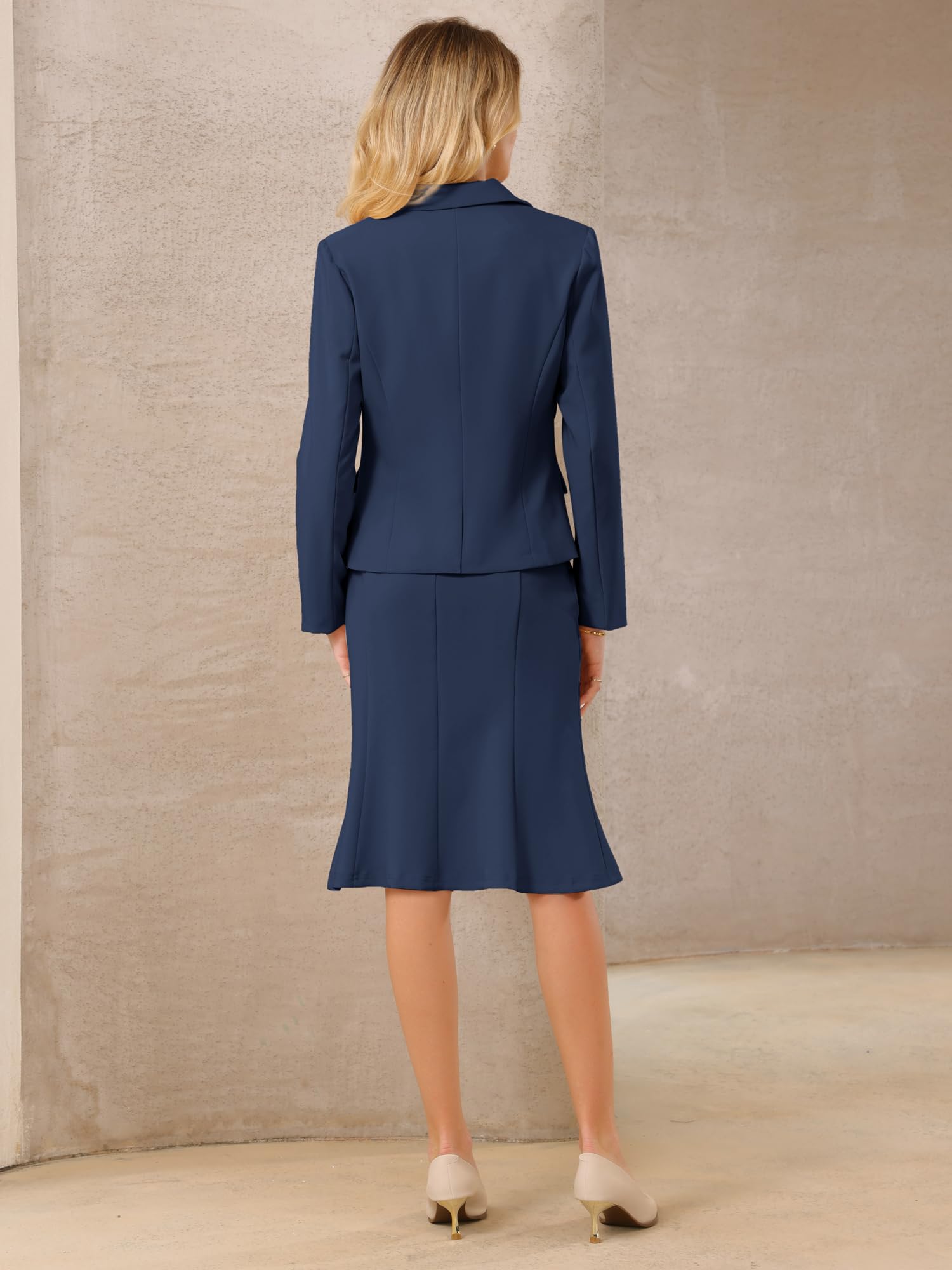 Hobemty Femme Ensemble Blazer et Jupe Tailleur Bureau