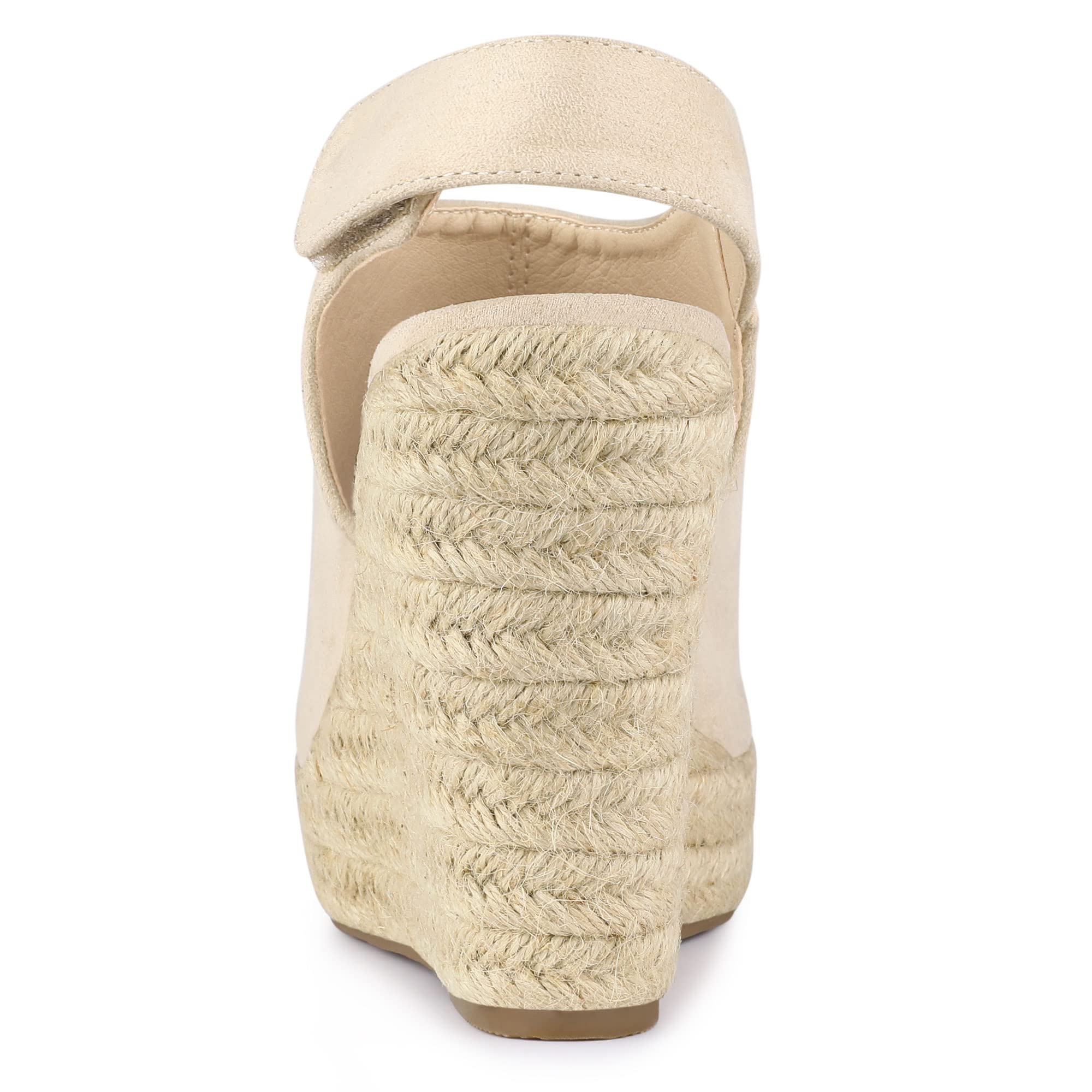 Allegra K Espadrilles compensées avec bride arrière pour femme, beige (beige), 40.5 EU
