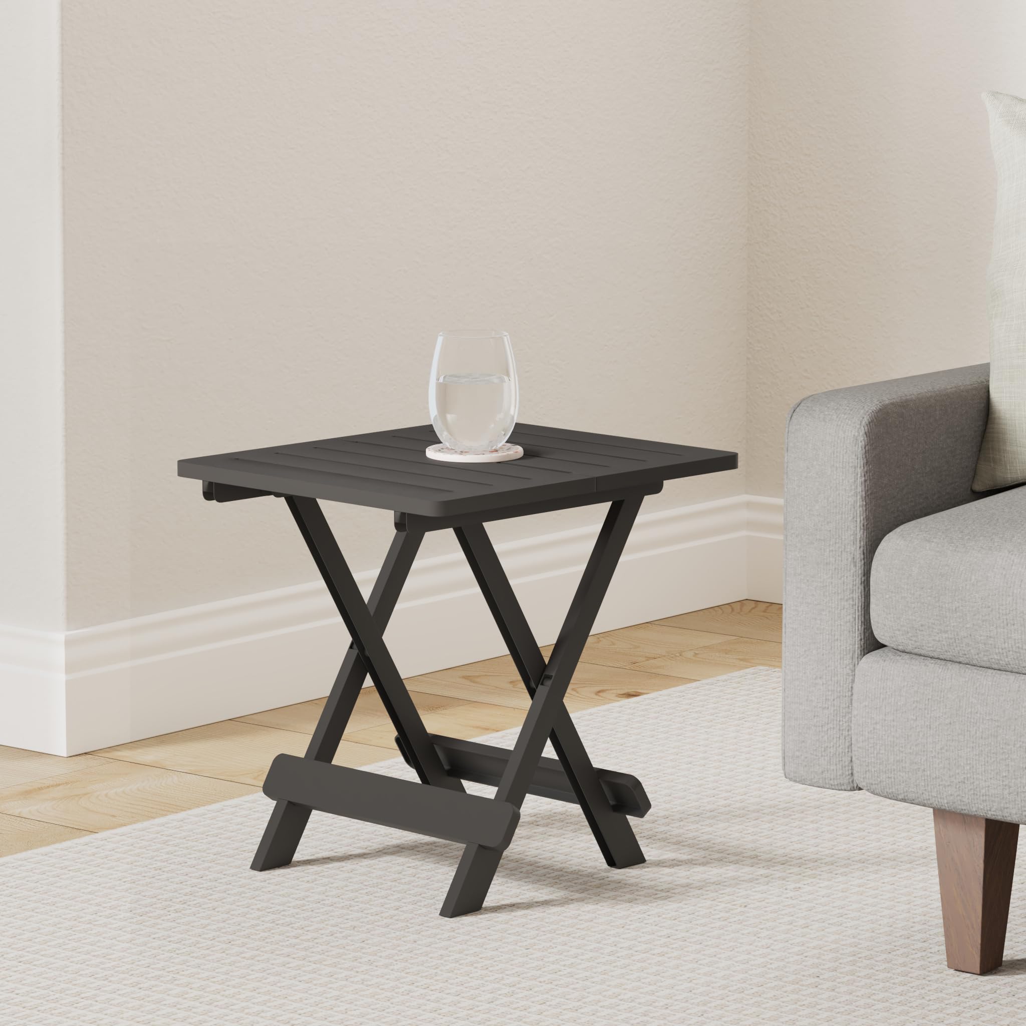 Tavolino Pieghevole Da Giardino 'Adige' 50x45x43cm - Bianco, Nero O Verde, Per Esterni E Campeggio