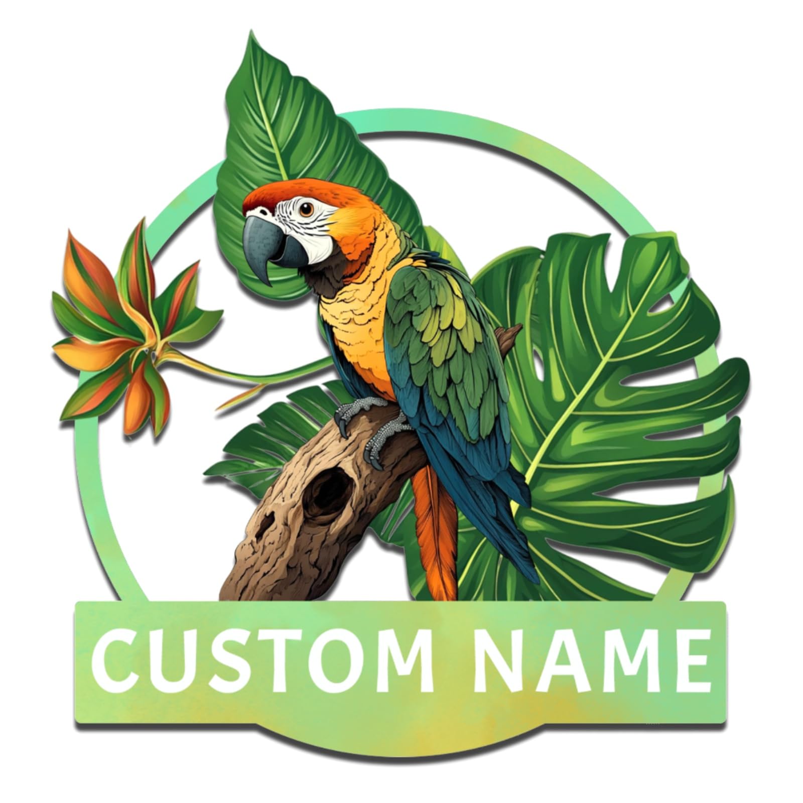 Met5kdm Parrot Personalised Bird Metal Sign,Customized Colorful Bird Wall Art For Patio Backyard Garden Pool,Outdoot Hanging Decoration,Welcome Sign