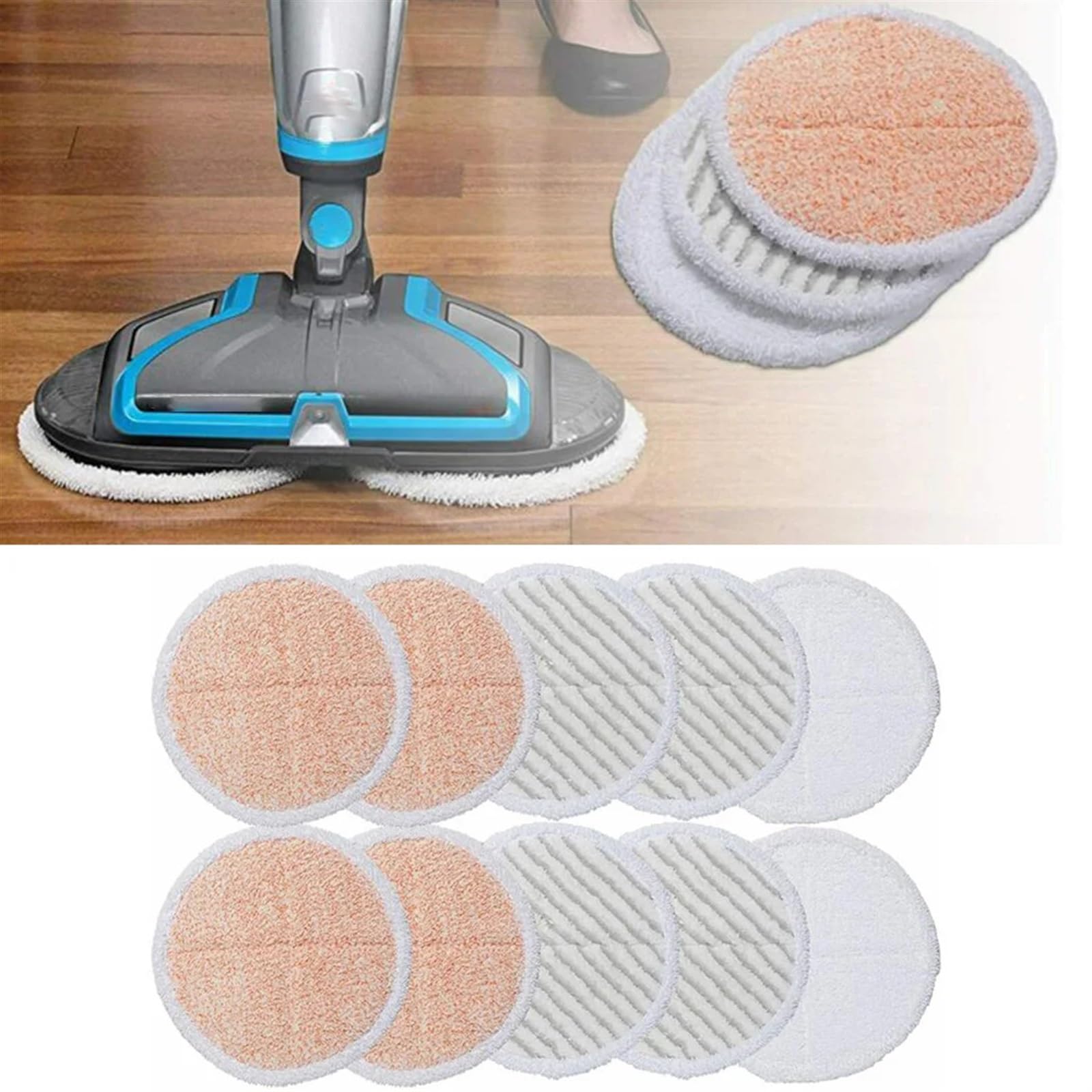10 x Mikrofaser-Reinigungspads, for Bissell, for Spinwave 20522 2240N 2039A, Mopp-Pads, Staubsauger, Haushaltskehrmaschine, Reinigungswerkzeug Wischpad für Roboterstaubsauger