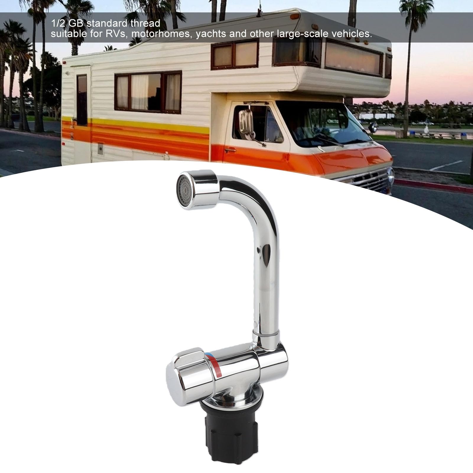 Grifo para RV con rosca G1 2, salida fría y caliente giratoria de 360 ​​grados