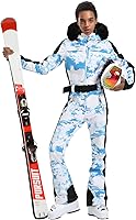 Vista 23 de GSOU SNOW Traje de esquí para mujer, traje de nieve de una pieza, para snowboard, delgado, aislante, impermeable, resistente al viento