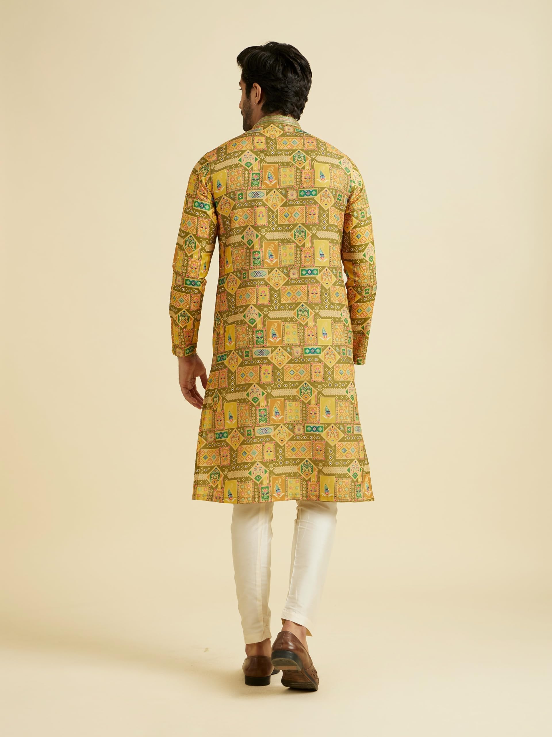 Manyavar Kurta 2-częściowy zestaw piżamowy dla mężczyzn, sztuczny jedwab, z nadrukiem, 2-częściowy