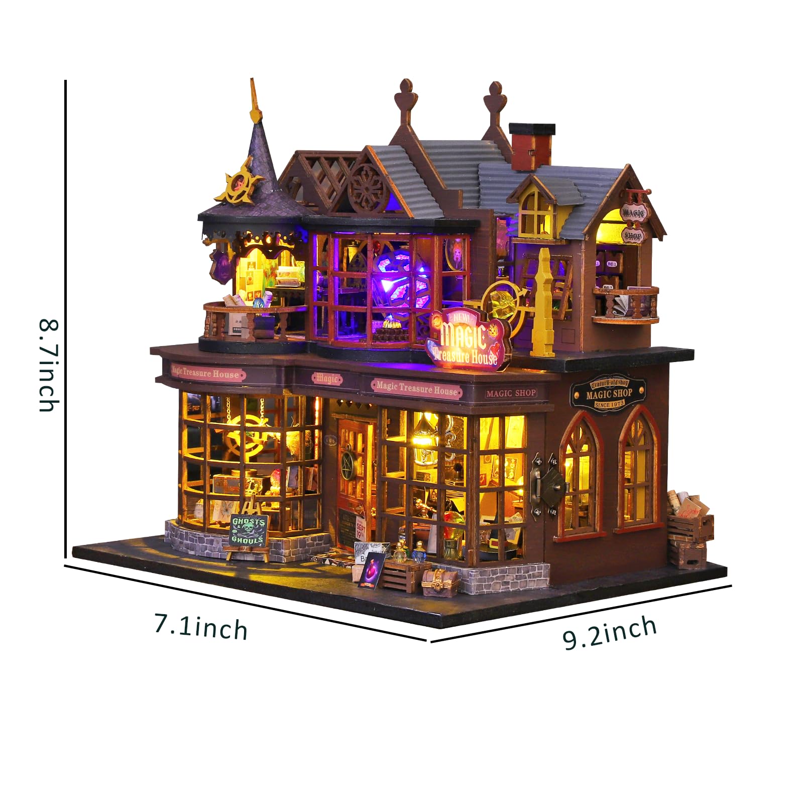 Plustopoy Kit de casa de muñecas en miniatura, rompecabezas de madera 3D, kit de casa en miniatura de madera para adultos, manualidades de casa de muñecas de madera, mini modelo, regalo, decoración