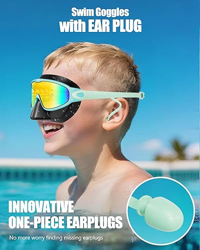 Miniatura 3 de Aegend Gafas de natación con cubierta para la nariz, paquete de 2 máscaras de natación de visión amplia, antivahoUV