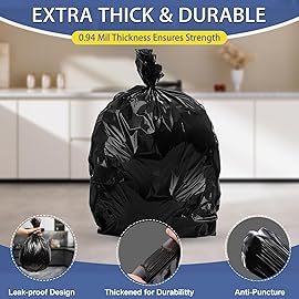 T.FORING Small Trash Bags 4 Gallon - 0.94 Mil Thick 220 Count Heany Duty 15 Liters Black Garbage Bags,Leakproof Durable and Unscented Weastbasket Can Liners for Bathroom Bedroom Home