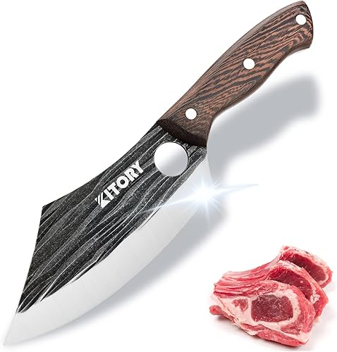 Kitory Cuchillo de cocina pequeño de 6.5 pulgadas, acero forjado 9CrMoV18 de alto carbono, mango de madera natural, disponible en Yaxa Colombia