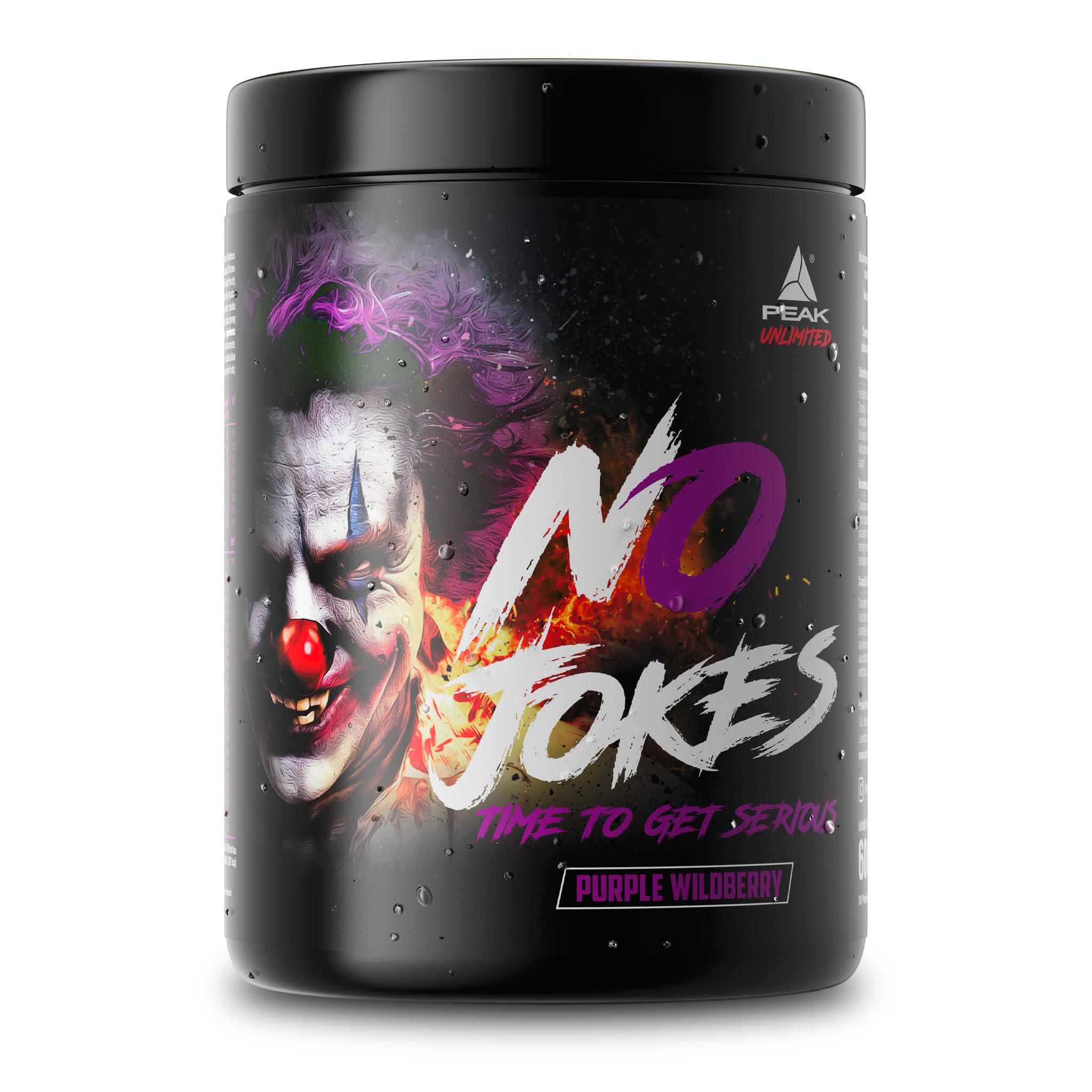 PEAK No Jokes - 600g Geschmack Purple Wildberry I 30 Portionen I Concentrated Pre Workout Booster mit L-Citrullin, L-Arginin HCl, Koffein und Beta Alanin für Pump und Fokus I vegan