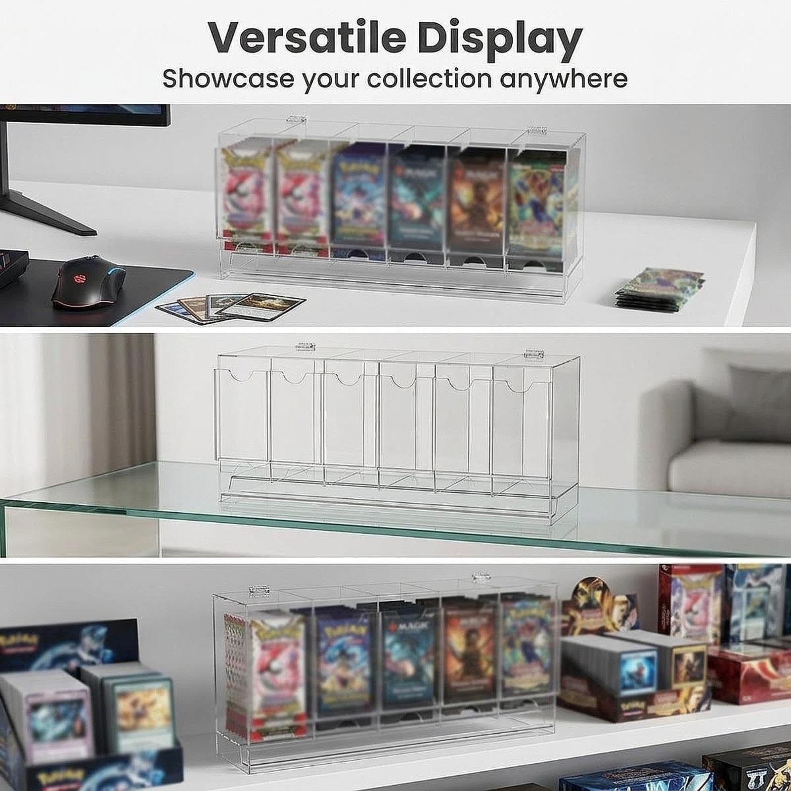Oshhni Distributeur de Cartes à 6 emplacements pour boosters - Organisateur Pratique et - Protection optimale pour Table - Présentoir en Acrylique, Clair