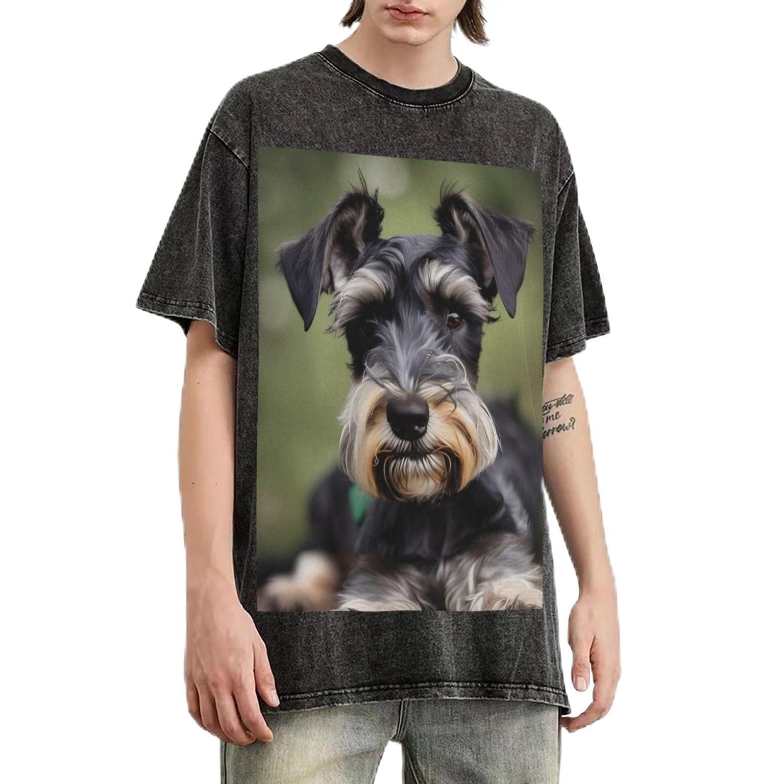 T-shirt schnauzer pour homme ample idéal pour un look d'été casual et rétro - 8