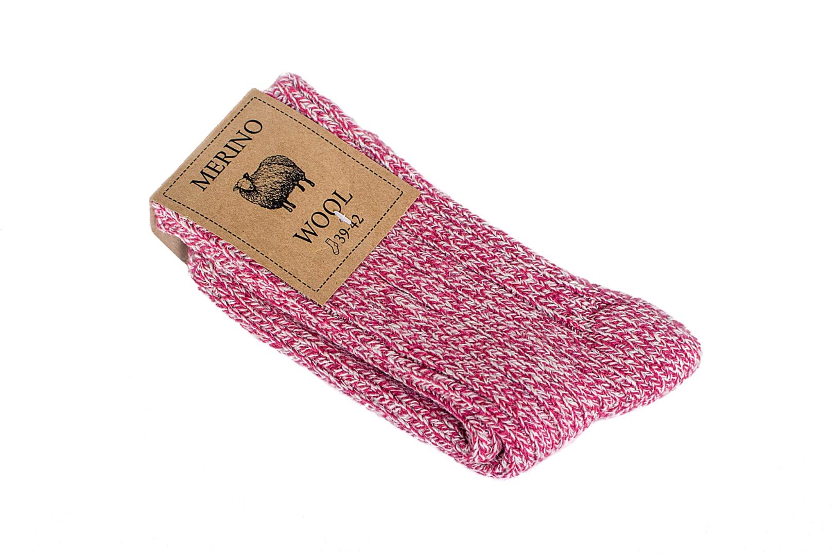 Robert's Rugs Merino Socks, 100% Merino Wool, Soft and Warm and Thick, Women Socks!!! (39-42, Red)