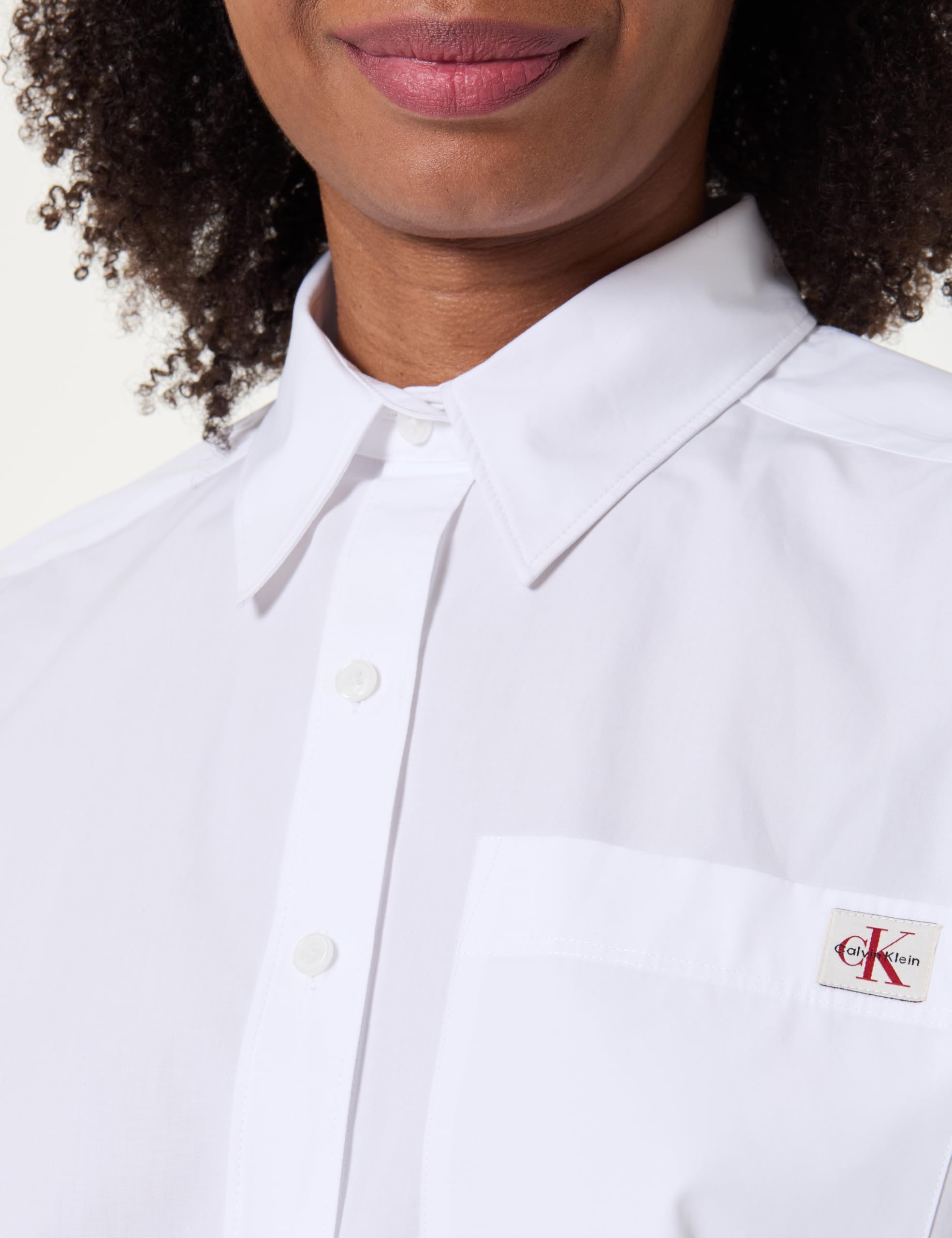 Calvin Klein Damen Cotton Poplin Cropped Shirt Wove Lv047f148g Andere Hemden