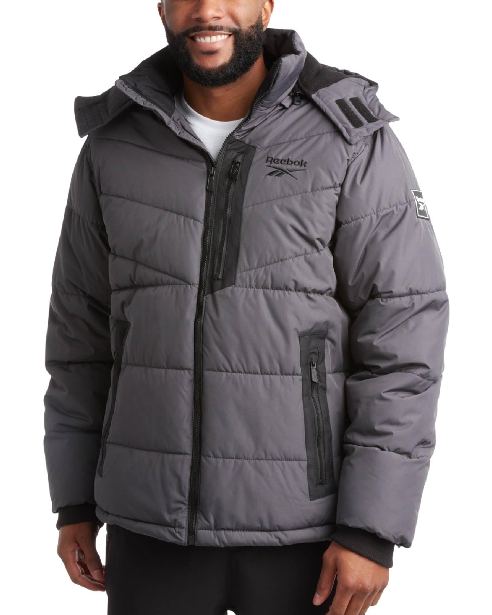 Reebok Men's Charcoal ’S Winter Coat - Heavyweight Bubble Puffer Parka - Outerwear Ski Jacket For (M-Xxl), Large