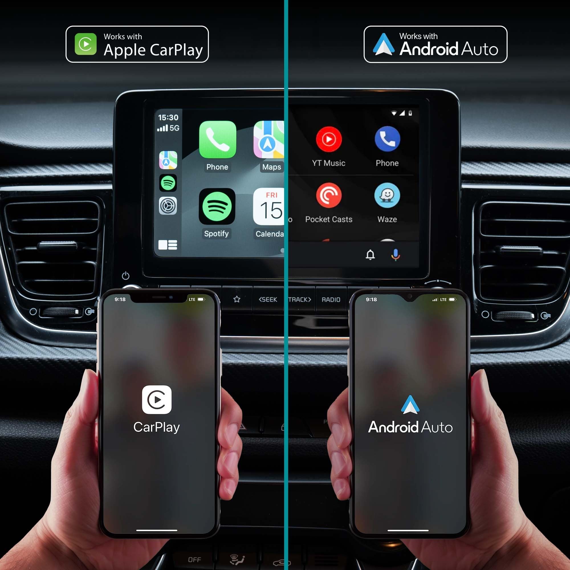 Dongle Wireless CarPlay, Bluetooth 5.0, Compatible avec Apple & Android, Connexion Automatique, Design Compact