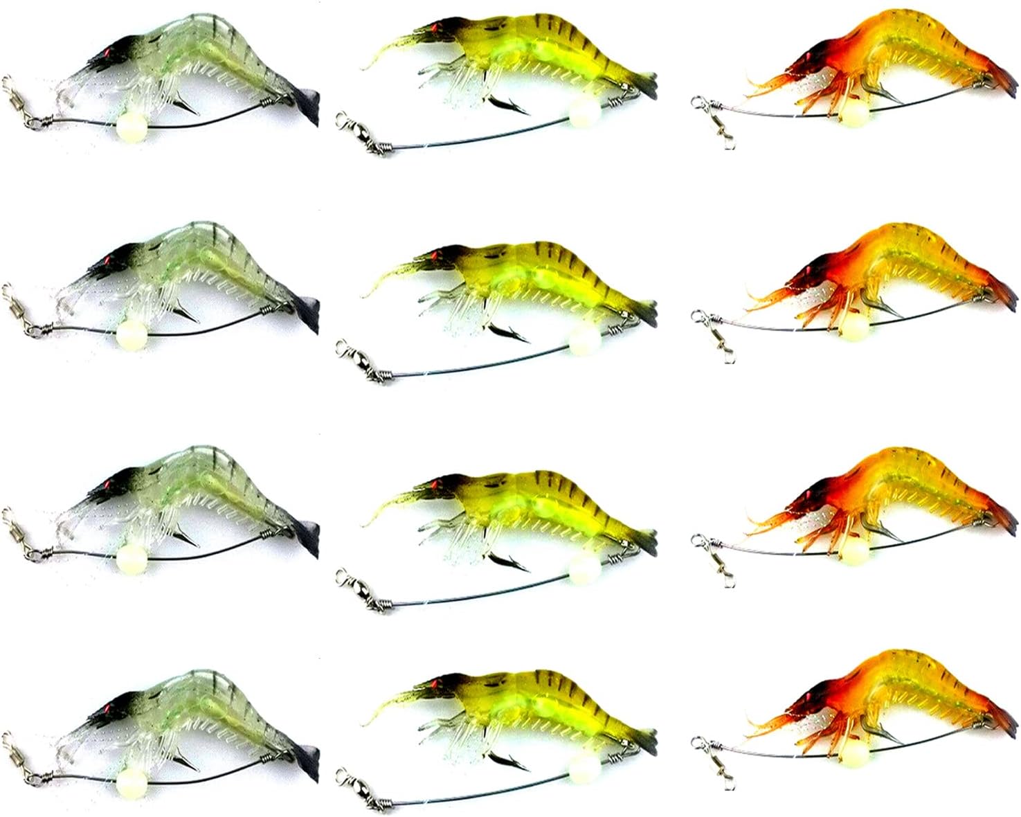 Artificial Baits Soft Shrimp Lures Set for Freshwater and Saltwater, (Assorted 3-Colors),3.54in/0.21oz