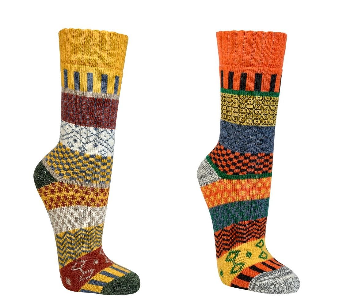 Leo Design Wool Socks for Men & Women,2 Pairs Norwegian Nordic Hygge, Cushioned Thermal Knitted Hiking Walking Boot Socks, gift for him and her (UK 2-5, Folklore1)