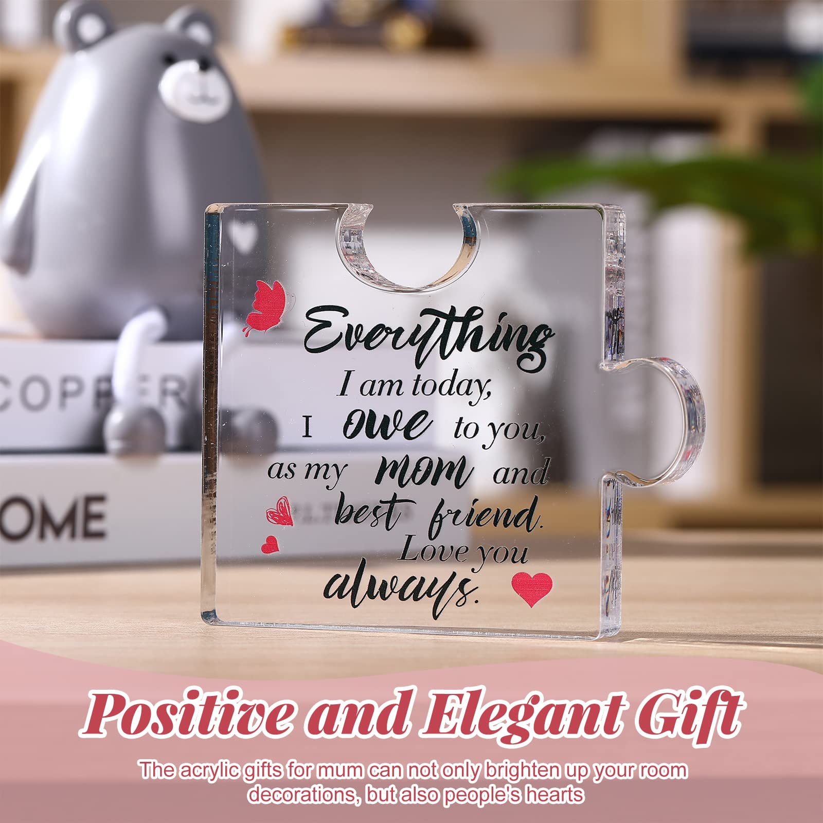 Targa In Legno Puzzle Per Mamma - Regalo Personalizzato Con Messaggio D'Amore - Supporto Incluso - Idea Per Compleanno, Festa Della Mamma, Natale
