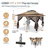 Vista 3 de COBIZI 10x10 Gazebos desplegables en oferta 11x11 Tienda de campaña con toldo fácil de montar al aire libre, Gazebo impermeable portátil
