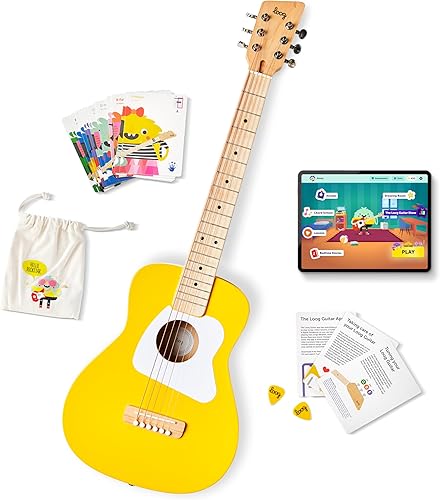 Miniatura 10 de Loog Pro VI - Guitarra acústica real para niños principiantes tamaño compacto a partir de 9 años aplicación de aprendizaje y lecciones incluidas