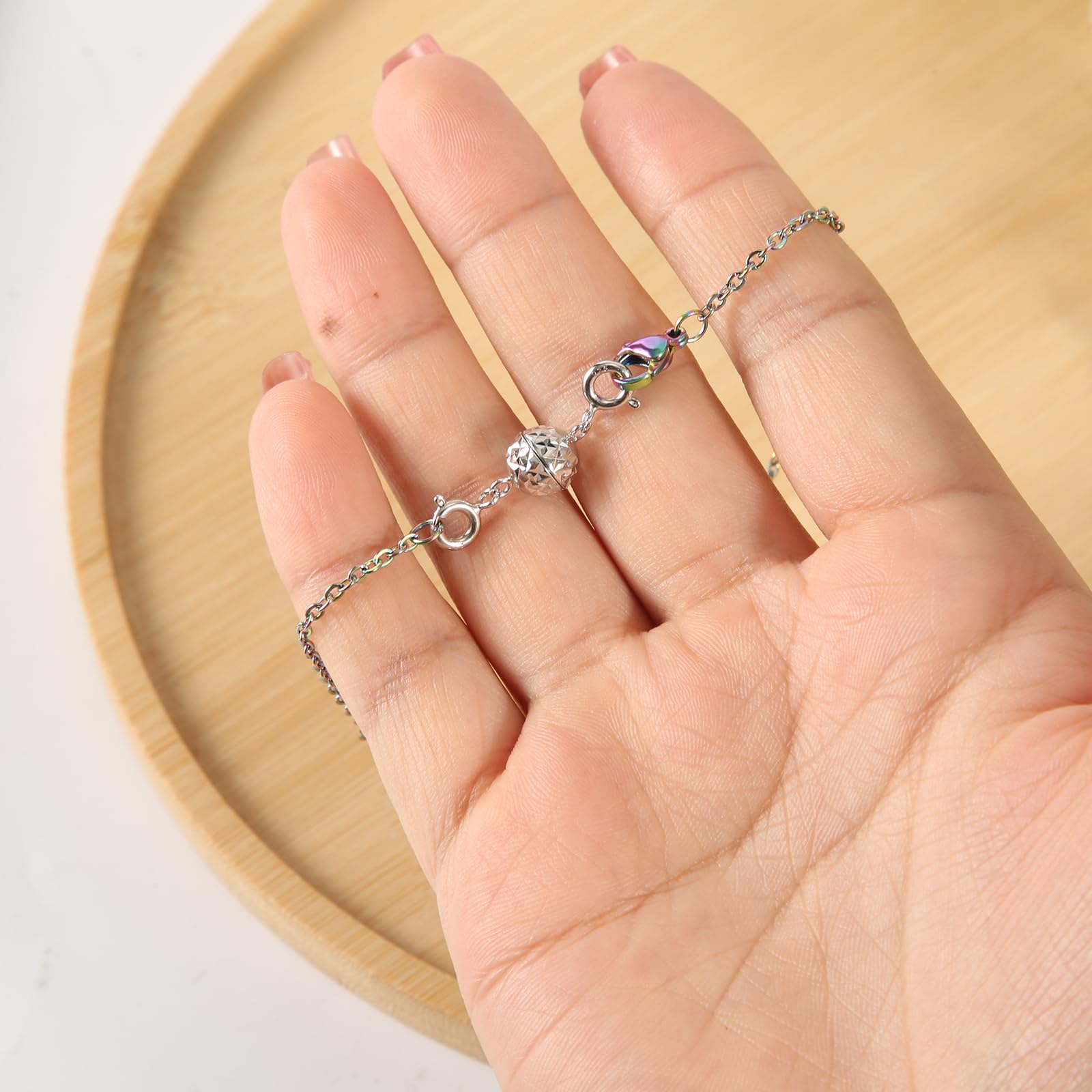 Fermoir Magnétique Rallonge En Argent 925 – Double Bout, Paillettes, Pour Colliers Et Bracelets DIY