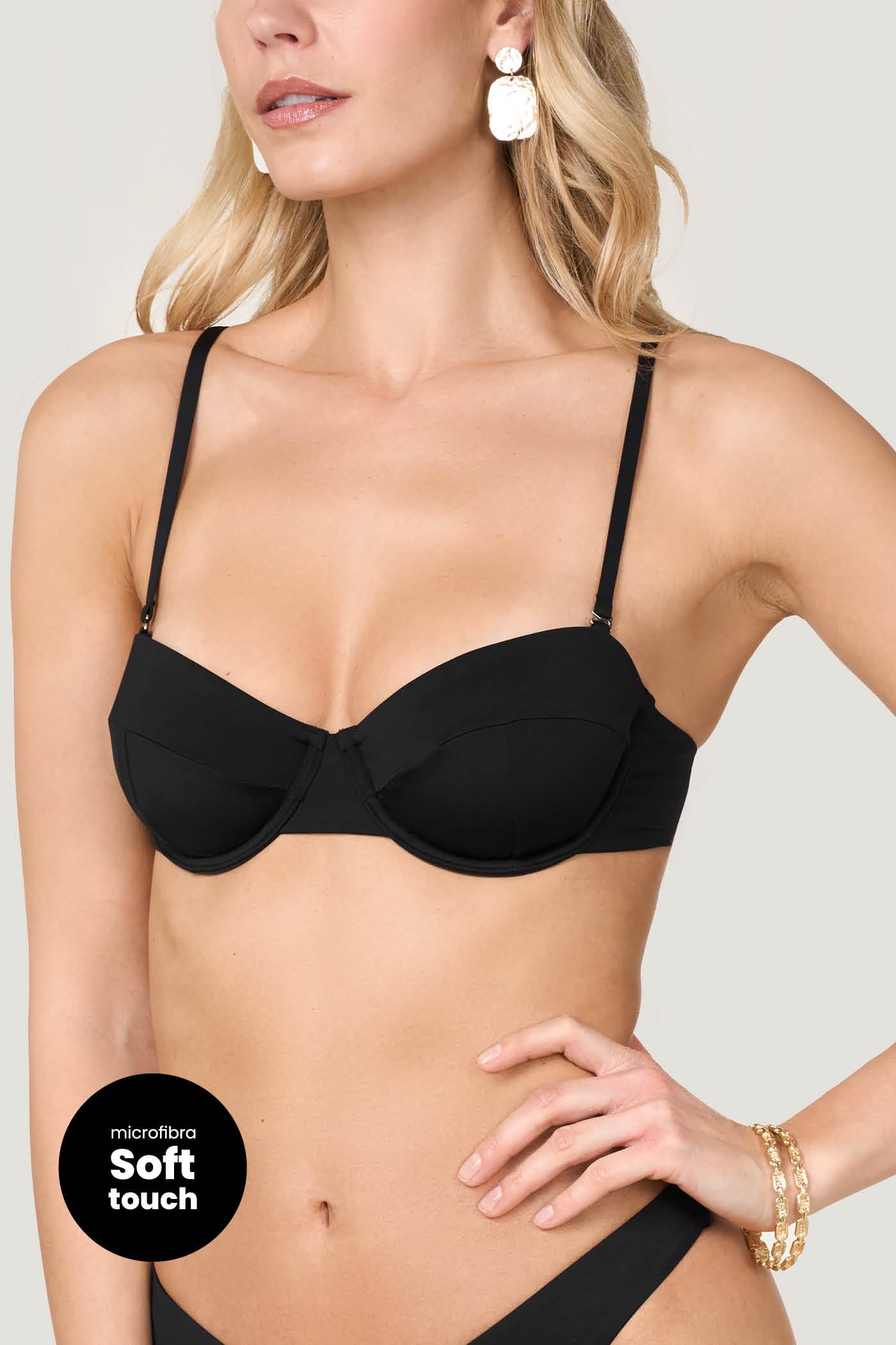 Goldenpoint Donna Costume da Bagno Tinta Unita - Parte Alta del Bikini - Balconette Push Up con Ferretto Costume Tinta Unita