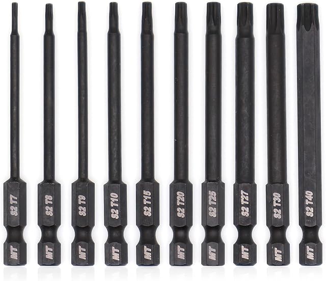 Milliontronic 10-Piece Impact Rated 3" Security Torx Bit Set for Screwdriver, Drill & Impact Driver, Temper Proof, Advance.