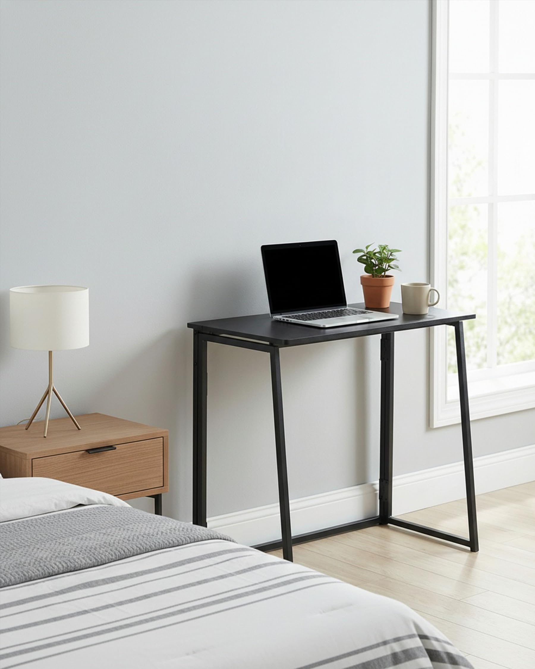Mesa Plegable,Mesa Escritorio Pequeña 80x40x70CM Escritorio Juvenil Adecuado para Oficinas Dormitorios Estudios Salones Oficinas Domésticas Fácil de Montar Mesa Ordenador Pequeña（Negro）