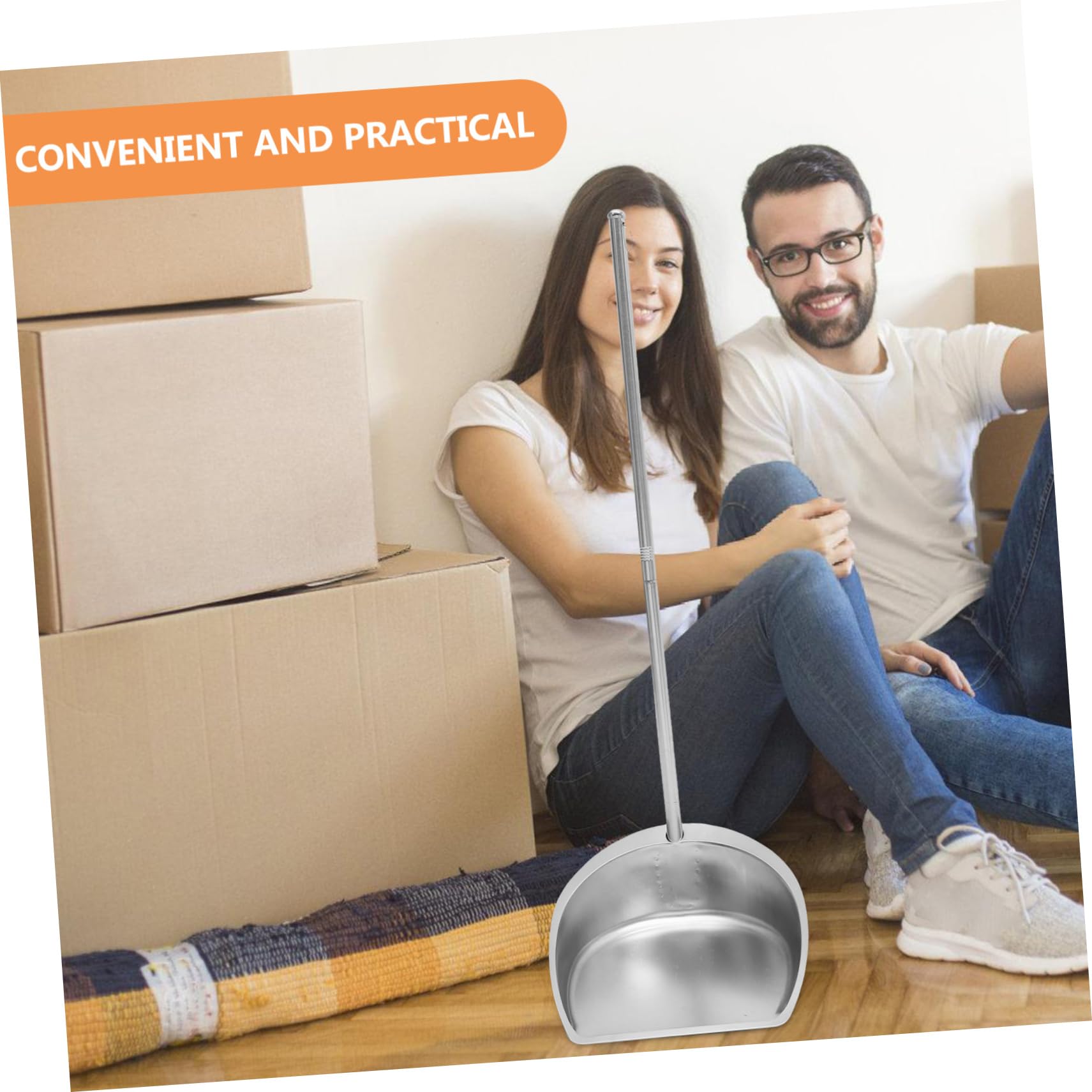 Hemobllo Escoba y Recogedor Domésticos De Acero Inoxidable Mango Largo Ergonómico, Kit De Limpieza Para Hogar y Dormitorio, Accesorios Resistentes y Ligeros Para Tareas Interiores y Exteriores