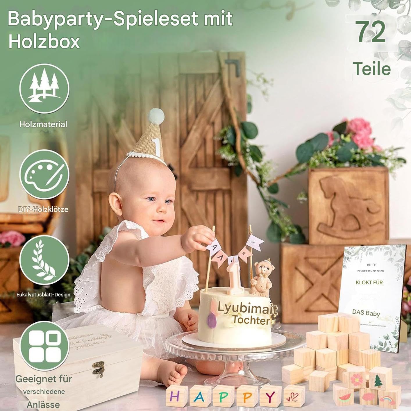 Set per feste per bambini, attività, creazione di giocattoli | ricordo della 100 - celebrazione per il primo compleanno, libro dei ricordi, cartello per gli ospiti, poster per W