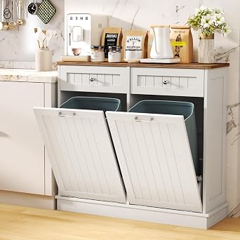 LOUVIXA Trash Can Storage Cabinet, Hidden Trash Can Holder