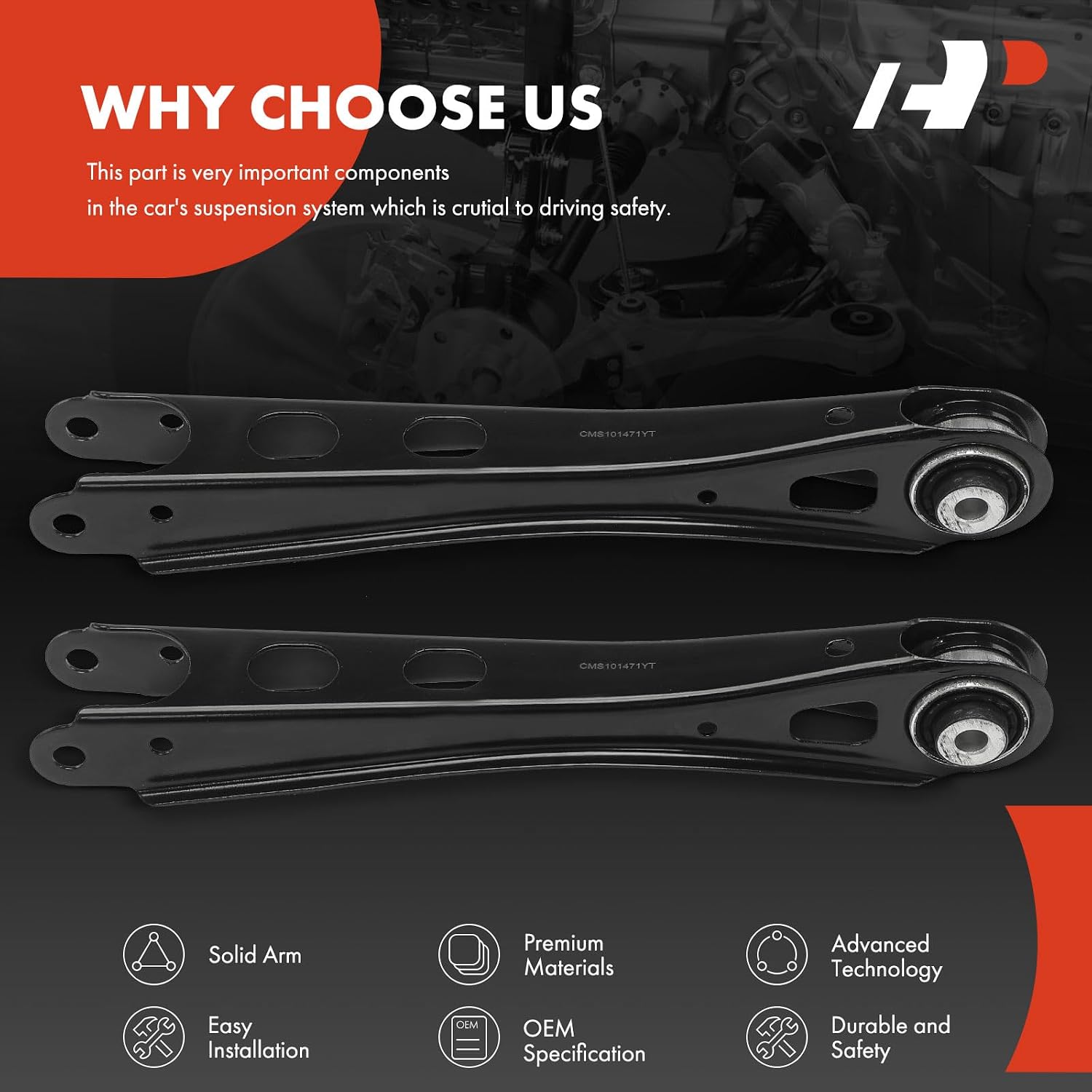 A-Premium Rear Lower Forward Suspension Trailing Arm, with Bushing