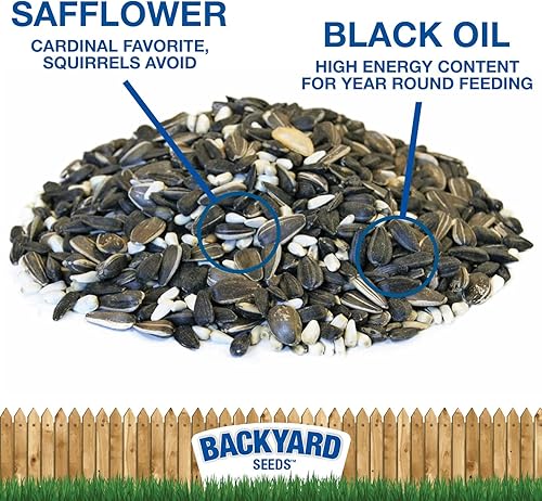 Miniatura 1 de Backyard Seeds - Mezcla de semillas de pájaro Cardinal Frenzy  5 libras  Mezcla de aceite negro de alta calidad de girasol y cártamo  Alimento para