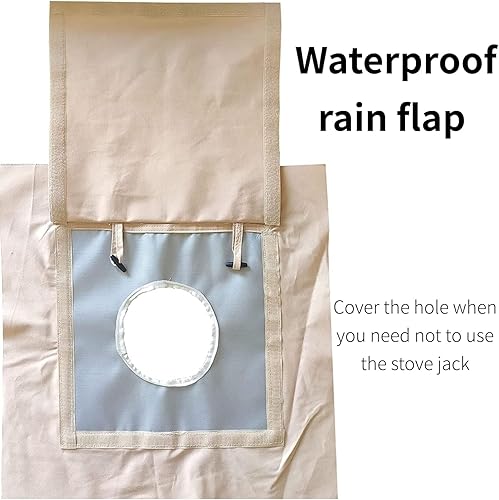 Miniatura 7 de DANCHEL OUTDOOR Gato de estufa de lona con solapa para diámetro. 4 "5.85 "Agujero resistente al fuego para campana, tienda de campaña, kit de gato