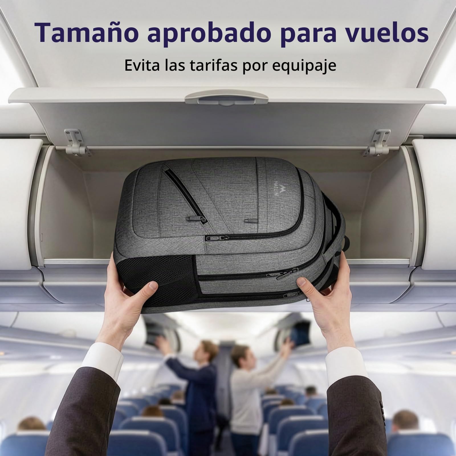 MATEIN Mochila Portátil 17 Pulgadas, Grande Hombre Mochila Impermeable Trabajo Viaje Mochilas para Portatil, Escolares Colegio Antirrobo TSA Backpack para Adolescente Mujer, Gris