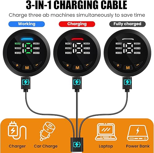 Miniatura 7 de Cinturón de tóner muscular para estimulador abdominal, estimulador muscular electrónico con 6 modos, 18 niveles de intensidad, estimulador abdominal