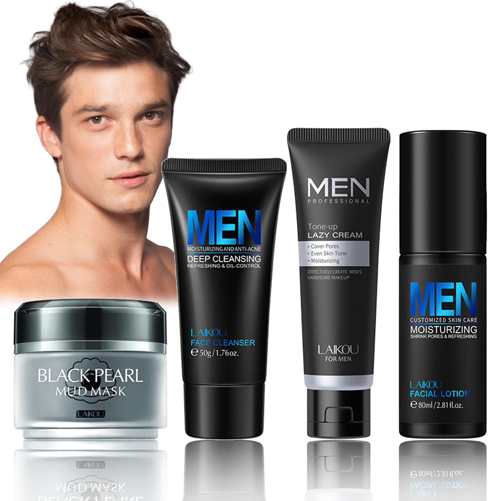 Mens Gifts for Christmas, Mens Facial Skin Care Kit, Deeply Hydrates Reduces Dullness Anti-Aging Mens Skin Care Set for All Skin Type, Stocking Stuffers for Adults Men Him Dad Boyfriend Husband