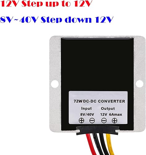 Miniatura 2 de Convertidor CC de 8 V-40 V a 12 V 6 A 72 W, regulador de voltaje, adaptador de corriente, amplificador de voltaje, reductor de módulo impermeable