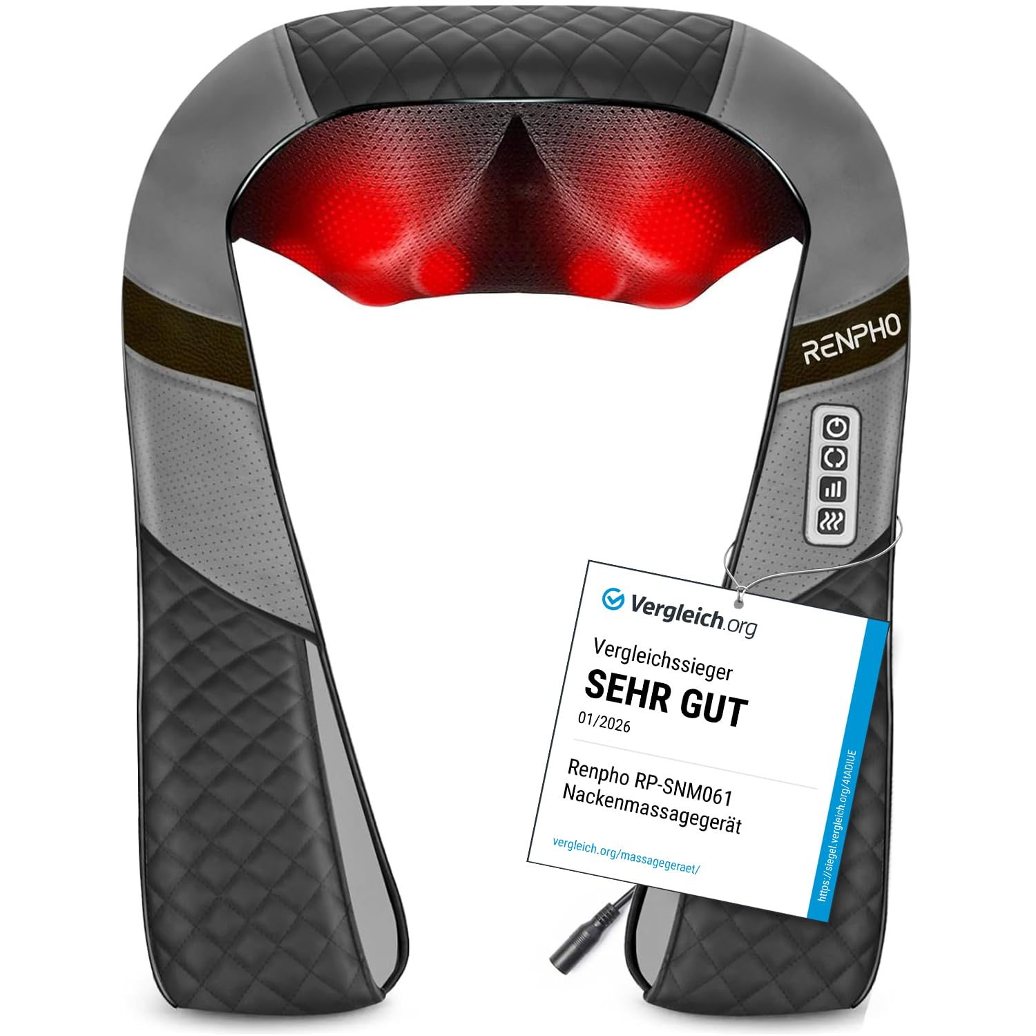 RENPHO Massagegerät, Schulter Nackenmassagegerät mit Wärme, Rückenmassagegerät mit 3D-Massage von tiefem Gewebe, Nackenmassage mit Tiefknetmassage, Geschenke für Frauen RP-SNM061