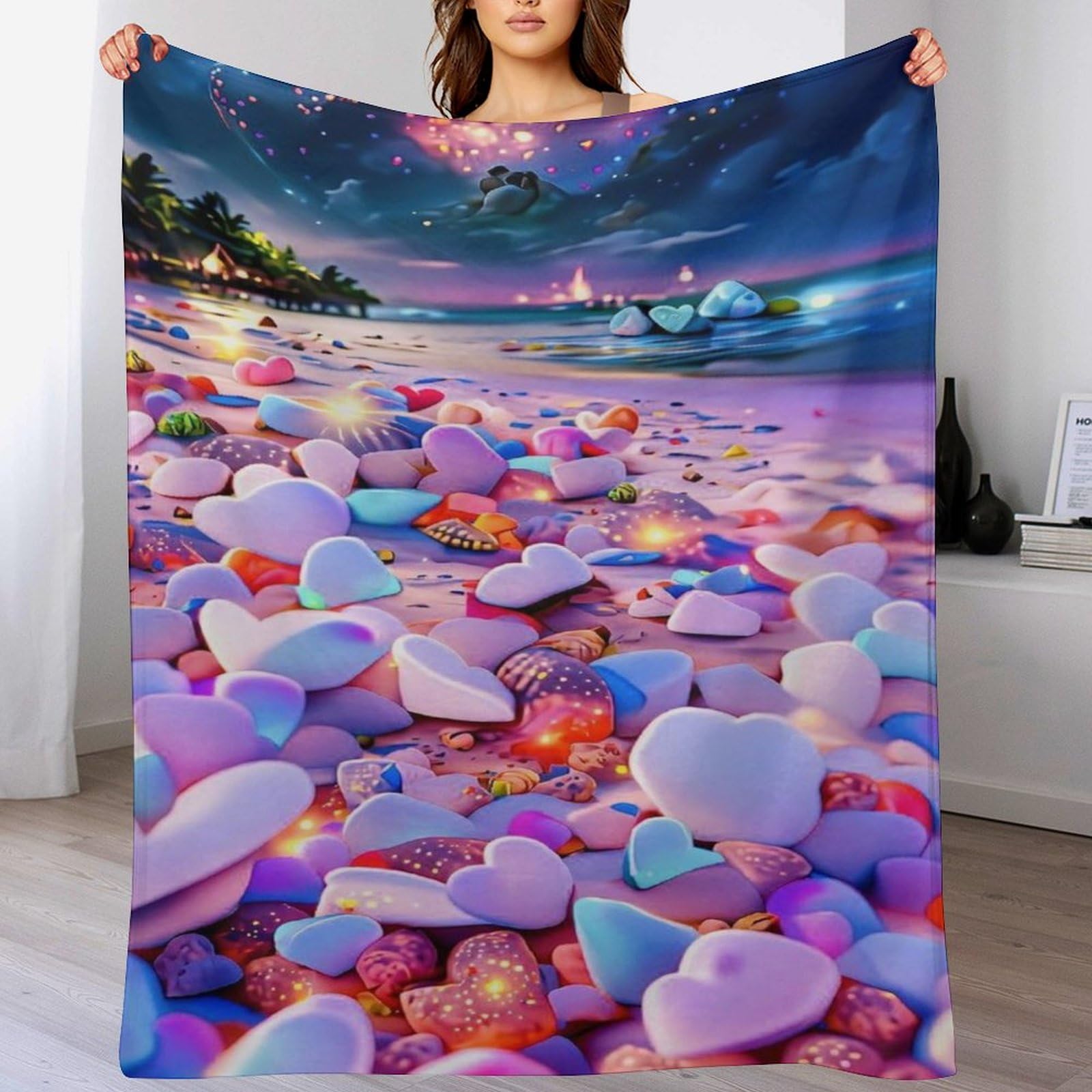 Couverture plaid chaude flanelle lit couverture toute saison motif stone plage