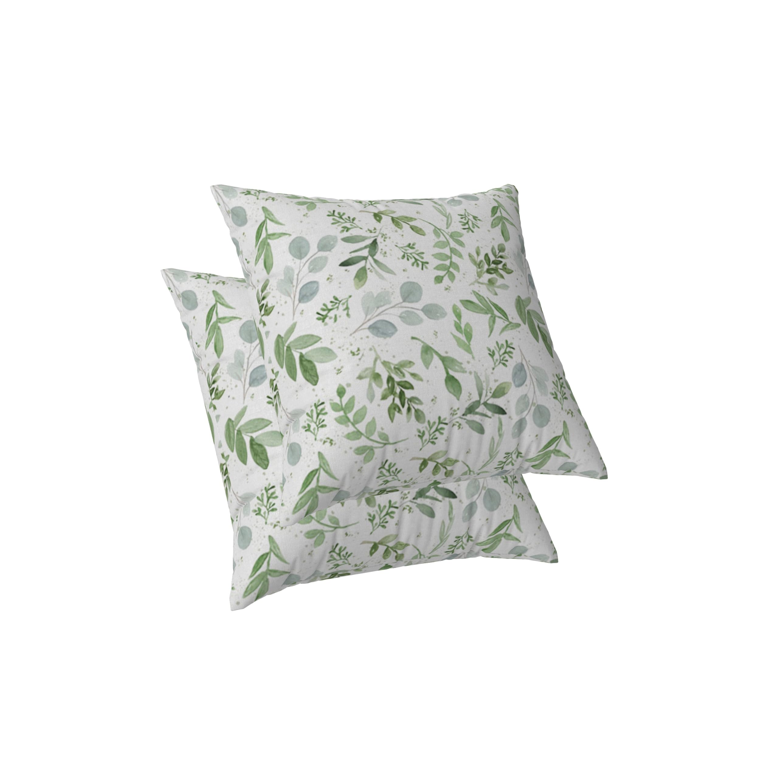 ggaimwf Green Plant Cushion Covers Botanical Print Spring Leaves Outdoor Country Style Cushions Throw Pillow Covers Double Sided Home Decorative Garden Outdoor with Hidden Zipper 50x50cm Set of 2