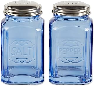 RSVP International Jumbo Retro Glass Salt & Pepper Shaker, Screw On Stai...