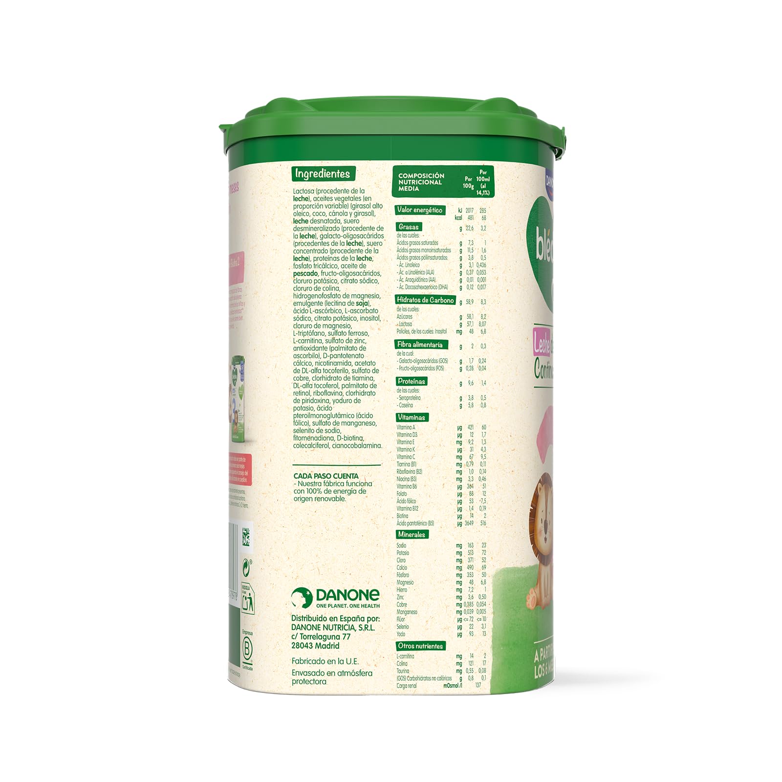 Blédina 2, Leche de Continuación para Bebé, Fórmula Completa con Vitaminas, Minerales, Omega 3 y Fibras. Sin Aceite de Palma, Sin Conservantes Ni Azúcares Añadidos. Desde los 6 Meses, Pack 6x800g