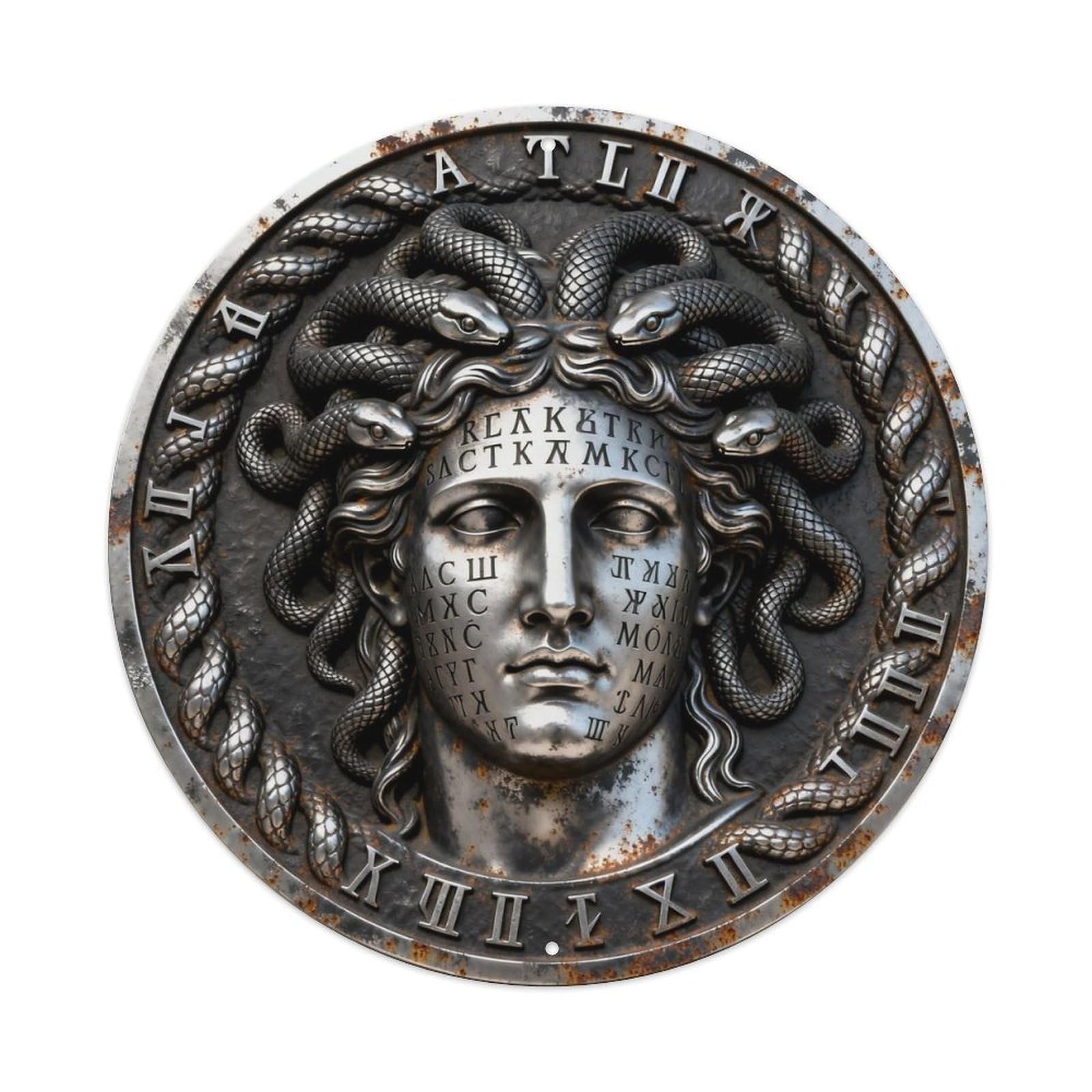Greek Perseus With Medusa Head Rune Metal Tin Sign Plaque