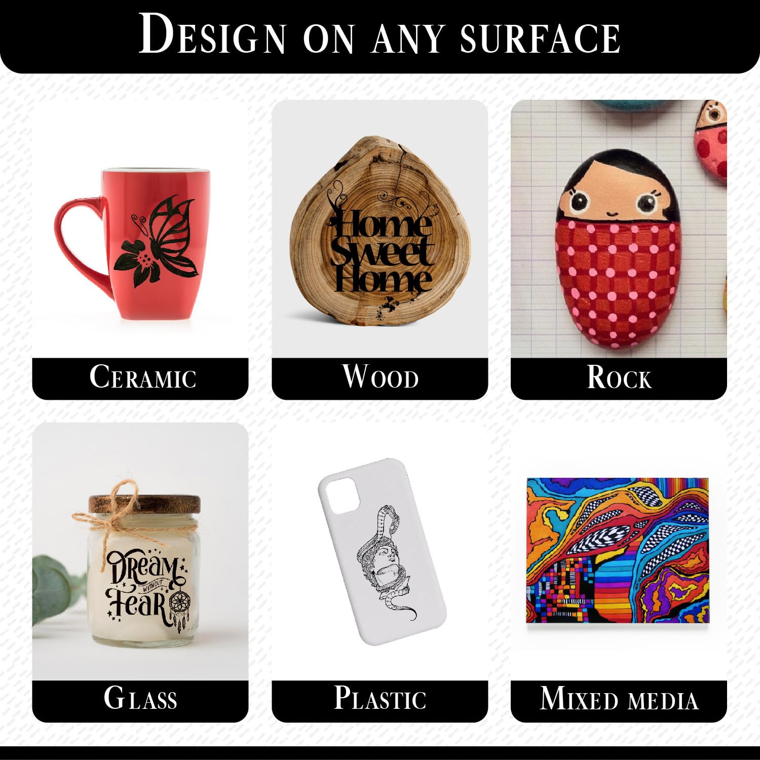 Pinturale Arts Extra Fine Tip Black Paint Pen | Set 4 Black Paint Pen Extra Fine Tip (0.7mm & 0.5mm) | For Ceramics, Rock Painting, Glass, Wood, Canvas, Metal - 3